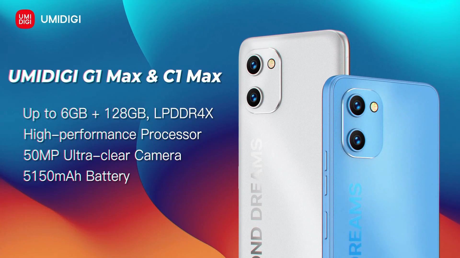 UMIDIGI C1&G1 Max Smartphone Unisoc T610 Octa-Core 6GB RAM+128GB ROM 50MP Camera 5150mAh Battery Dual SIM Cellphone