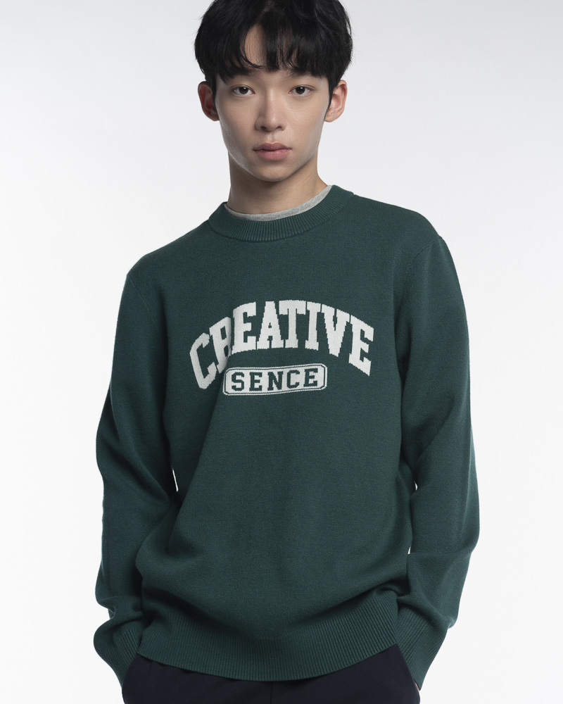 Yishion Men Solid Coloured Long Sleeve Sweatshirt with CREATIVE Slogan (Dk. Green)